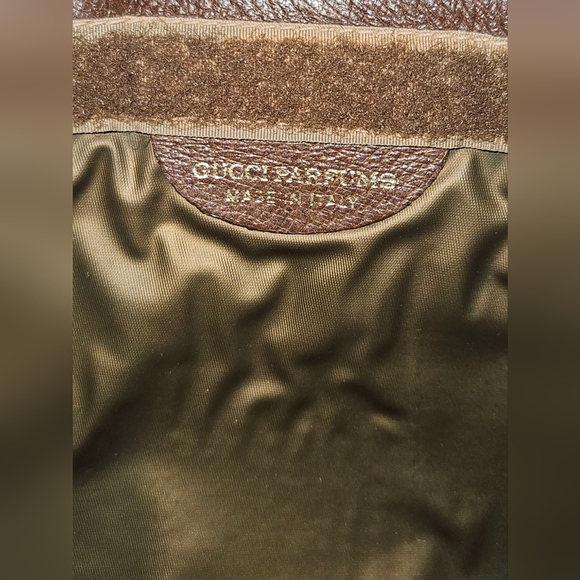 Vintage Gucci Parfum Pouch Bag Sherry Line Monogram Leather Trim Size 11"x7"x3" - Picture 4 of 10